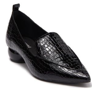 Jeffrey Campbell Viona Black Croc Embossed Leather Heels 7.5